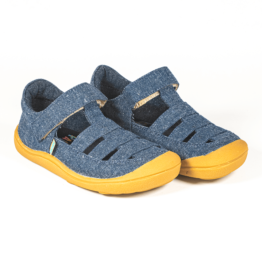 Sandalias textil barefoot azul 2