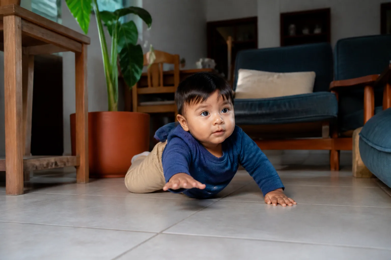 Bebé desplazándose por el piso